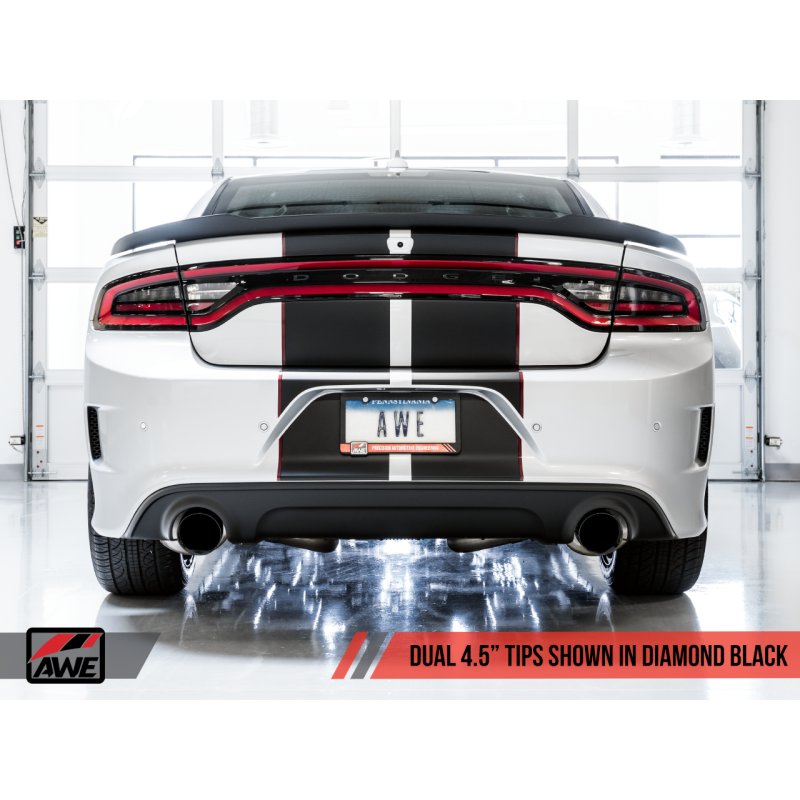 AWE Tuning 2017+ Dodge Charger 5.7L Touring Edition Exhaust - Non-Resonated - Diamond Black Tips