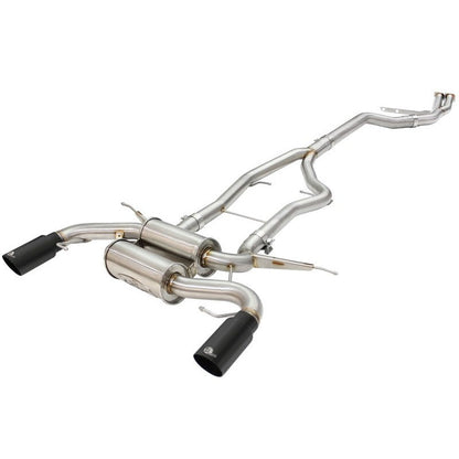aFe MACHForce XP SS-304 Black Tip 3.0in-2.5in Dia Cat Back Exhaust 11-13 BMW 335i (E90/E92) 3.0L