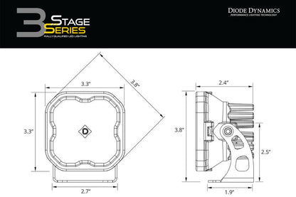Diode Dynamics SS3 Max ABL - Yellow SAE Fog Standard (Pair) - Light Bars & Cubes - Diode Dynamics