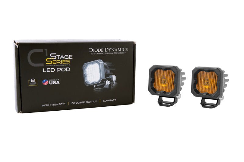 Diode Dynamics Stage Series C1 LED Pod - Yellow SAE Fog Standard ABL (Pair) - Light Bars & Cubes - Diode Dynamics