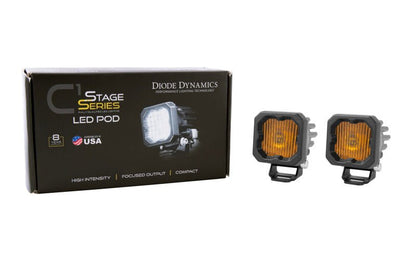 Diode Dynamics Stage Series C1 LED Pod - Yellow SAE Fog Standard ABL (Pair) - Light Bars & Cubes - Diode Dynamics