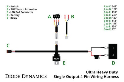 Diode Dynamics Ultra Heavy Duty Single Output 4 - Pin Wiring Harness - Light Accessories and Wiring - Diode Dynamics