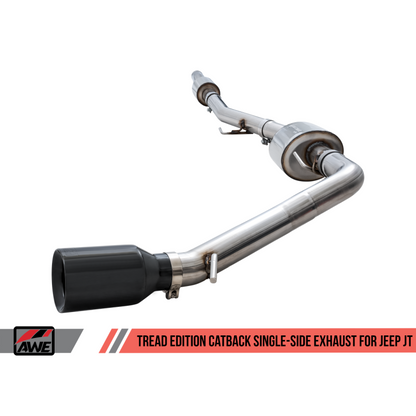 AWE Tuning 20-21 Jeep Gladiator JT 3.6L Tread Edition Cat-Back Single Side Exhaust - Diamond Blk Ti