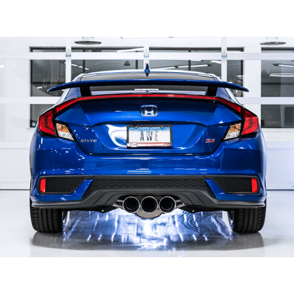AWE Tuning 17-20 Honda Civic Si 1.5L Turbo Dual-to-Triple Tip Conversion Kit - Chrome Silver Tip