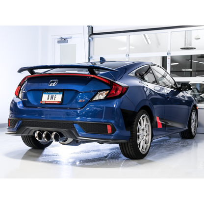 AWE Tuning 2016+ Honda Civic Si Touring Edition Exhaust w/Front Pipe & Triple Chrome Silver Tips