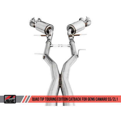 AWE Tuning 16-19 Chevy Camaro SS Non-Res Cat-Back Exhaust -Touring Edition (Quad Chrome Silver Tips)