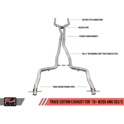 AWE Tuning 2019+ Mercedes-Benz C63/S AMG Coupe (W205) Track Edition Exhaust - No Tips