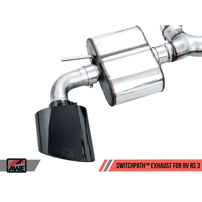 AWE Tuning SwitchPath Exhaust w/Diamond Black RS-Style Tips - 17-19 Audi RS3