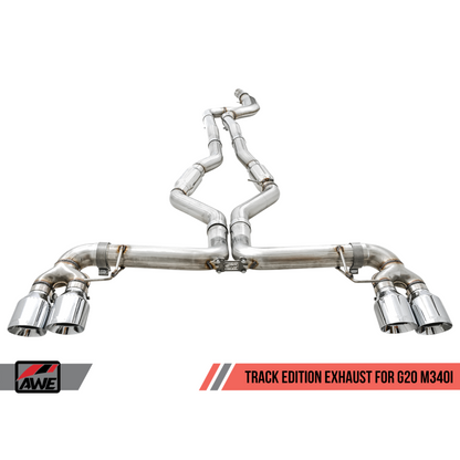 AWE Tuning 2019+ BMW M340i (G20) Track Edition Exhaust - Quad Diamond Black Tips