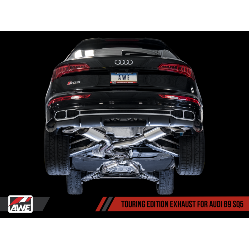 AWE Tuning Audi B9 SQ5 Non-Resonated Touring Edition Cat-Back Exhaust - No Tips (Turn Downs)