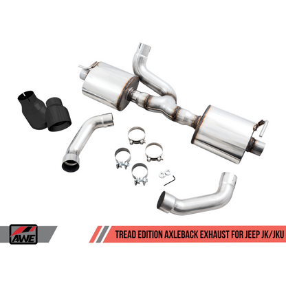 AWE Tuning 07-18 Jeep Wrangler JK/JKU 3.6L Tread Edition Axle-Back Dual Exhaust - Diamond Black Tips