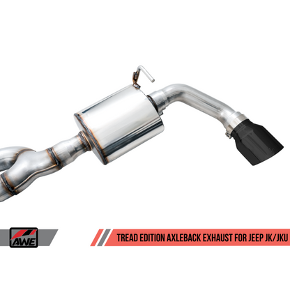 AWE Tuning 2018+ Jeep Wrangler JL/JLU Tread Edition Axle-Back Dual Exhaust - Diamond Black Tips