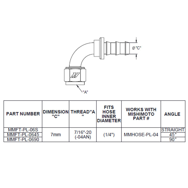 Mishimoto 45 Degree Push Lock Fitting - 4AN