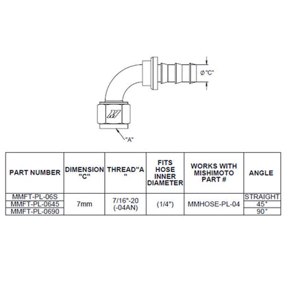 Mishimoto 45 Degree Push Lock Fitting - 4AN