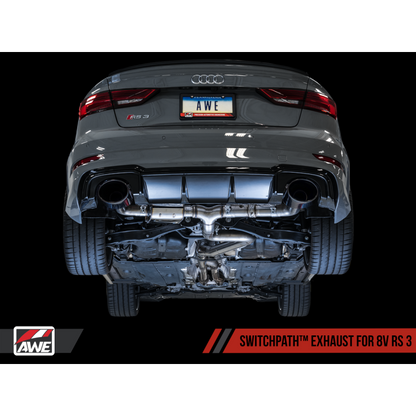 AWE Tuning SwitchPath Exhaust w/Diamond Black RS-Style Tips - 17-19 Audi RS3