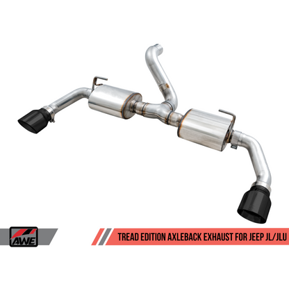 AWE Tuning 2018+ Jeep Wrangler JL/JLU Tread Edition Axle-Back Dual Exhaust - Diamond Black Tips