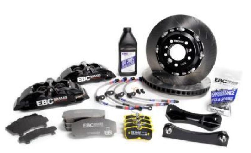 EBC Racing 01-13 Mini Cooper S R53/R56 1.6L Black Apollo-4 Calipers 330mm Rotors Front BBK