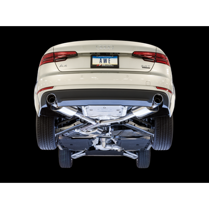 AWE Tuning Audi B9 A4 Touring Edition Exhaust Dual Outlet - Chrome Silver Tips (Includes DP)