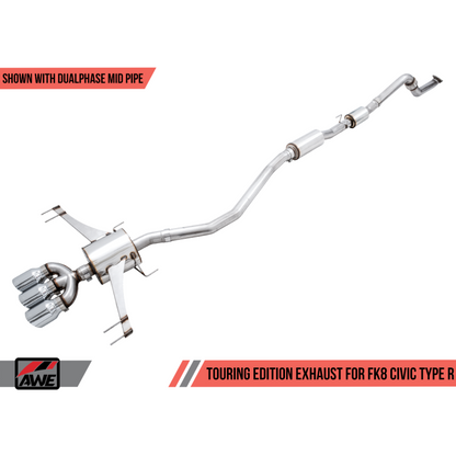 AWE Tuning 2017+ Honda Civic Type R Touring Edition Exhaust w/Front & Mid Pipes - Chrome Silver Tips