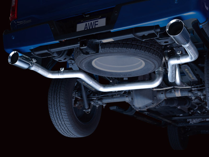 AWE Tuning 0FG 21+ Ford F150 Dual Split Rear Exhaust - 5in Chrome Silver Tips
