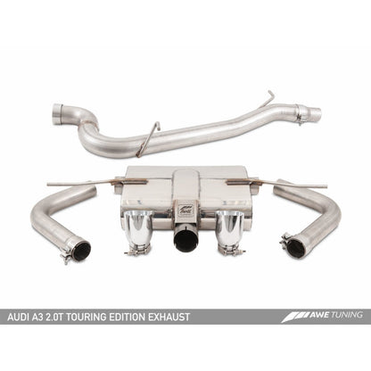 AWE Tuning Audi 8V A3 Touring Edition Exhaust - Dual Outlet Chrome Silver 90 mm Tips