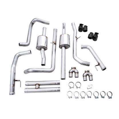 AWE Tuning 22-23 GMC Sierra 1500 AT4X 6.2L 0FG Catback Split Dual (Flat Bumper) - Diamond Black Tips