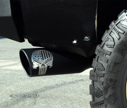 Gibson 18-22 Jeep Wrangler Sport 3.6L 2.5in Patriot Skull Series Cat-Back Dual Exhaust - Blk Ceramic