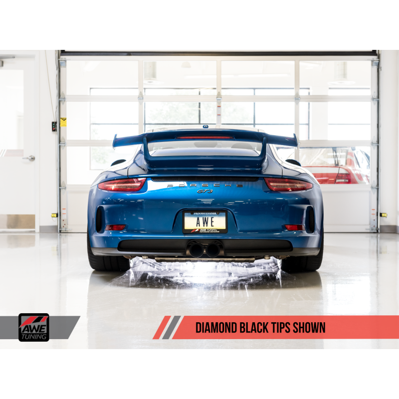 AWE Tuning Porsche 991 GT3 / RS Center Muffler Delete - Diamond Black Tips