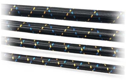 GReddy AN06 REUSABLE HOSE NYLON BRAIDED BLACK/GOLD/BLUE (PRICE PER FOOT)