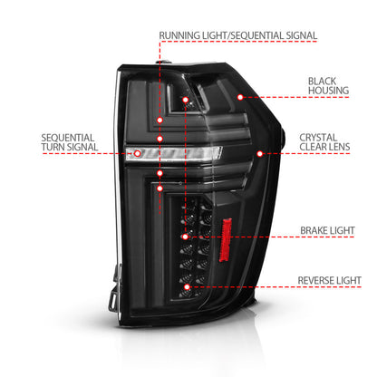 ANZO 21-24 Chevy Suburban/Tahoe Full LED Tail Lights SeqSig Black - Pair