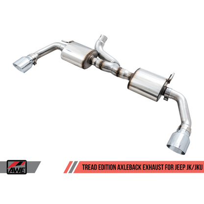 AWE Tuning 07-18 Jeep Wrangler JK/JKU 3.6L Tread Edition Axle-Back Dual Exhaust - Chrome Silver Tips
