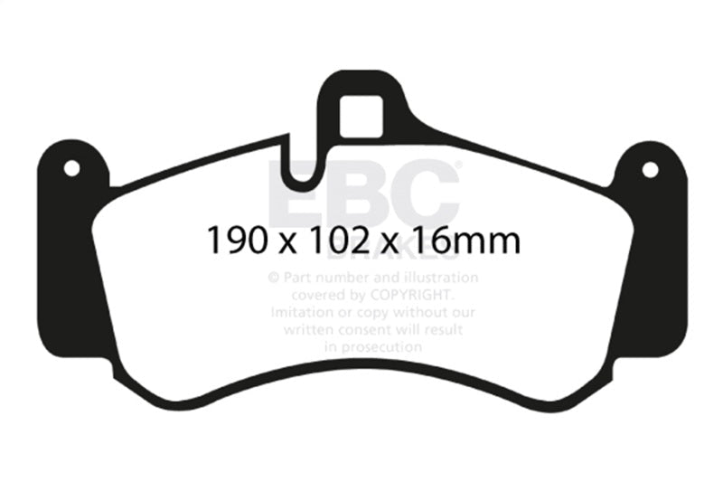 EBC 01 - 03 Porsche 911 (996) (Cast Iron Rotor only) 3.6 Twin Turbo GT2 Yellowstuff Front Brake Pads Brake Pads - Performance