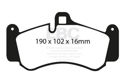 EBC 01 - 03 Porsche 911 (996) (Cast Iron Rotor only) 3.6 Twin Turbo GT2 Yellowstuff Front Brake Pads Brake Pads - Performance