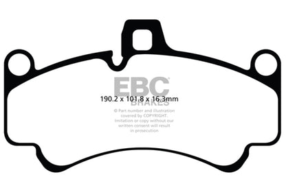 EBC 01 - 03 Porsche 911 (996) (Cast Iron Rotor only) 3.6 Twin Turbo GT2 Yellowstuff Front Brake Pads Brake Pads - Performance