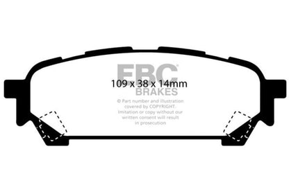 EBC 04 - 06 Saab 9 - 2X 2.0 Turbo Yellowstuff Rear Brake Pads Brake Pads - Performance