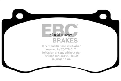 EBC 05 - 10 Chrysler 300C 6.1 SRT8 Yellowstuff Front Brake Pads (Excl 6 Piston Calipers) Brake Pads - Performance