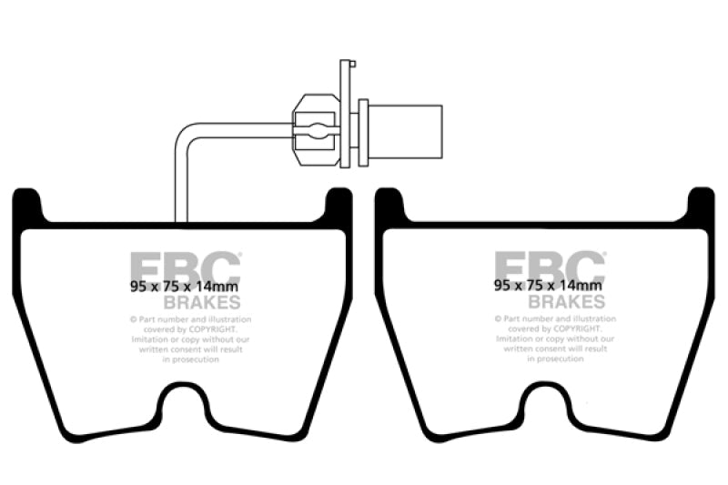 EBC 06 - 09 Audi RS4 4.2 (Cast Iron Rotors) Redstuff Front Brake Pads Brake Pads - Performance