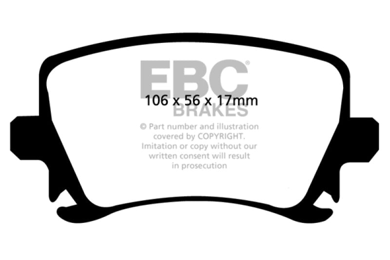 EBC 06 - 13 Audi A3 2.0 Turbo (Girling rear caliper) Yellowstuff Rear Brake Pads Brake Pads - Performance