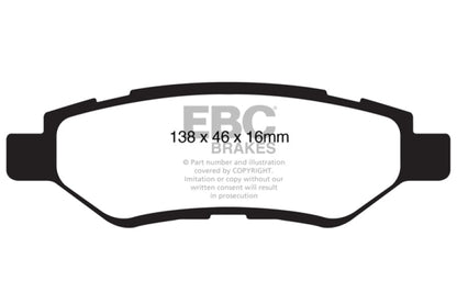 EBC 08 - 13 Cadillac CTS 3.0 Redstuff Rear Brake Pads Brake Pads - Performance