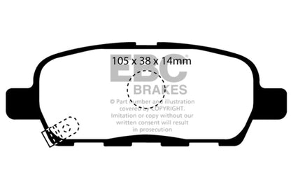 EBC 08 - 13 Infiniti EX35 3.5 Redstuff Rear Brake Pads Brake Pads - Performance