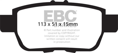 EBC 09 - 14 Acura TL 3.5 Yellowstuff Rear Brake Pads Brake Pads - Performance