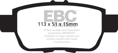 EBC 09 - 14 Acura TL 3.5 Yellowstuff Rear Brake Pads Brake Pads - Performance
