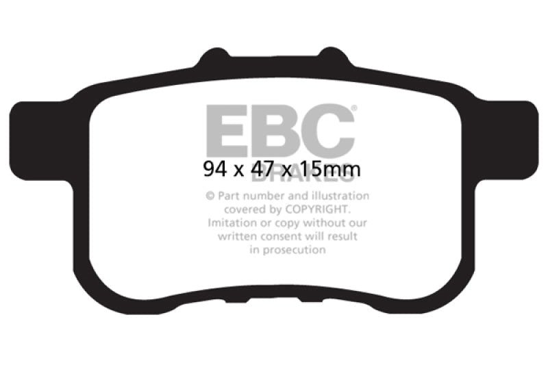 EBC 09 - 14 Acura TSX 2.4 Redstuff Rear Brake Pads Brake Pads - Performance