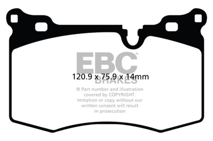 EBC 09 - 14 Mini Hardtop 1.6 Turbo J.C Works Redstuff Front Brake Pads Brake Pads - Performance