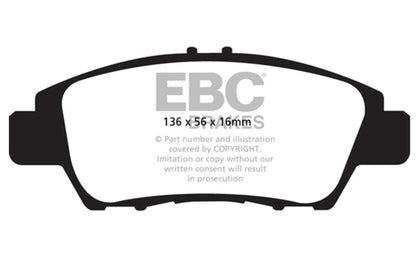 EBC 10+ Honda CR - Z 1.5 Hybrid Greenstuff Front Brake Pads Brake Pads - Performance