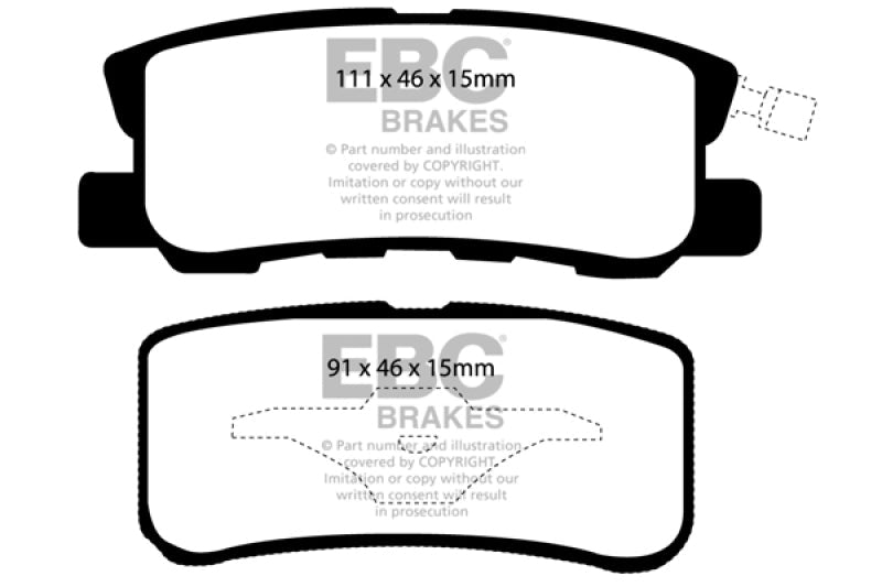 EBC 11 - 14 Chrysler 200 3.6 Yellowstuff Rear Brake Pads Brake Pads - Performance