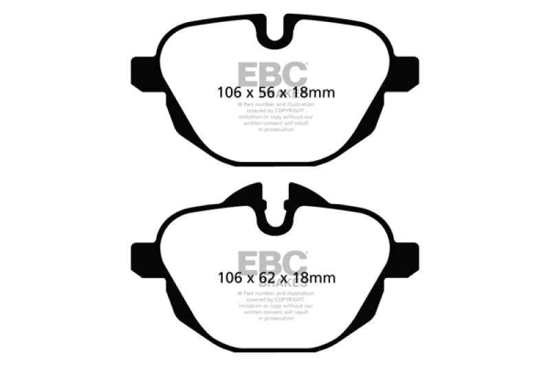 EBC 11+ BMW X3 2.0 Turbo (F25) Redstuff Rear Brake Pads Brake Pads - Performance