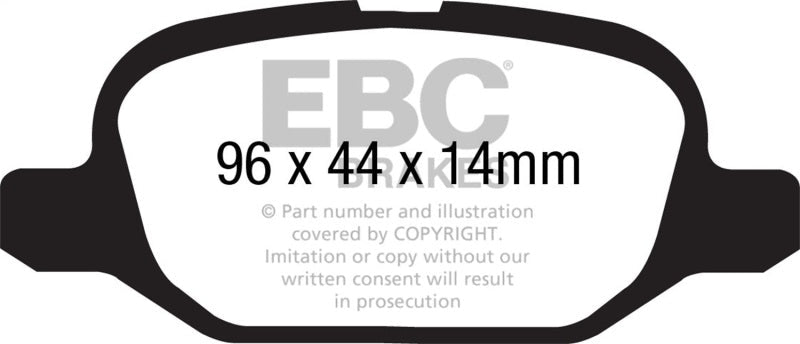 EBC 11+ Fiat 500 1.4 (ATE Calipers) Redstuff Rear Brake Pads Brake Pads - Performance