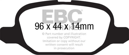 EBC 11+ Fiat 500 1.4 (ATE Calipers) Redstuff Rear Brake Pads Brake Pads - Performance