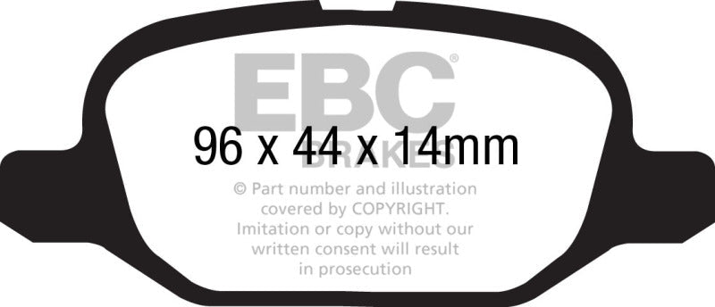 EBC 11+ Fiat 500 1.4 (ATE Calipers) Redstuff Rear Brake Pads Brake Pads - Performance
